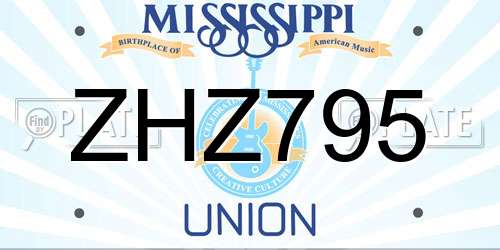 ZHZ795 Mississippi License Plate