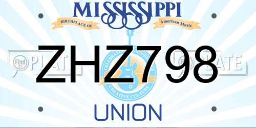 ZHZ798 Mississippi License Plate