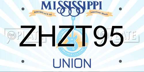 ZHZT95 Mississippi License Plate