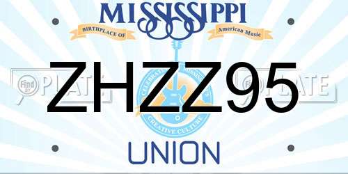 ZHZZ95 Mississippi License Plate