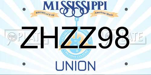 ZHZZ98 Mississippi License Plate