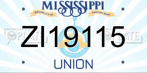 ZI19115 Mississippi License Plate