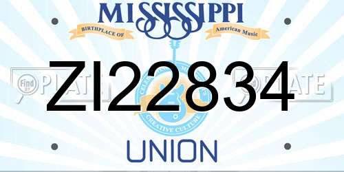ZI22834 Mississippi License Plate