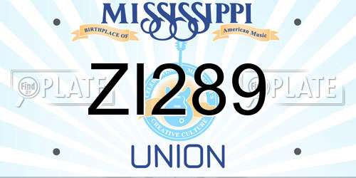 ZI289 Mississippi License Plate
