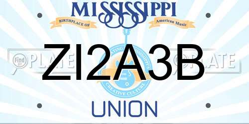ZI2A3B Mississippi License Plate