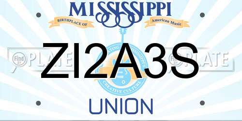 ZI2A3S Mississippi License Plate