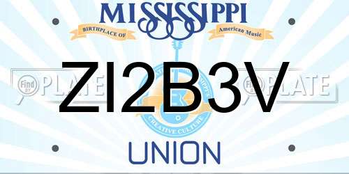 ZI2B3V Mississippi License Plate