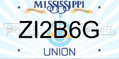ZI2B6G Mississippi License Plate