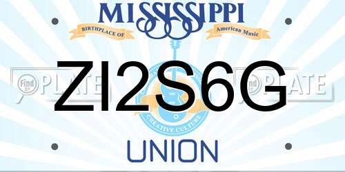 ZI2S6G Mississippi License Plate