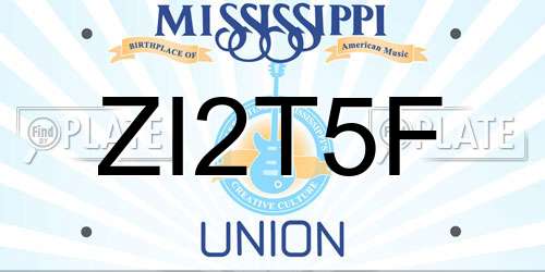 ZI2T5F Mississippi License Plate