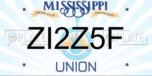 ZI2Z5F Mississippi License Plate