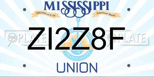 ZI2Z8F Mississippi License Plate