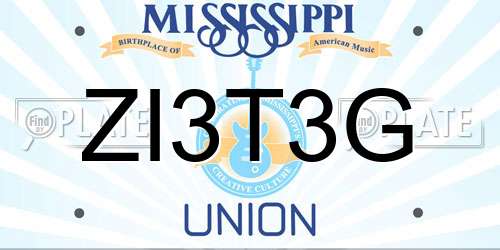 ZI3T3G Mississippi License Plate