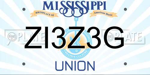 ZI3Z3G Mississippi License Plate
