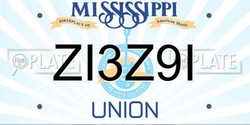 ZI3Z9I Mississippi License Plate