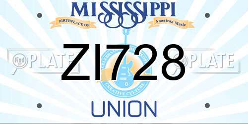 ZI728 Mississippi License Plate