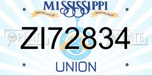 ZI72834 Mississippi License Plate