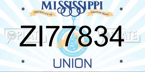 ZI77834 Mississippi License Plate