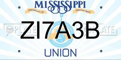 ZI7A3B Mississippi License Plate