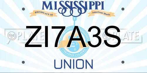 ZI7A3S Mississippi License Plate