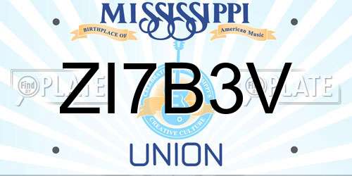 ZI7B3V Mississippi License Plate