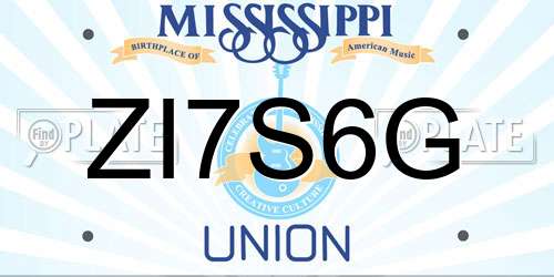 ZI7S6G Mississippi License Plate