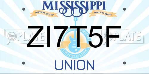 ZI7T5F Mississippi License Plate