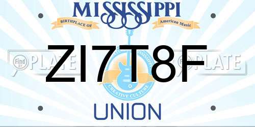 ZI7T8F Mississippi License Plate