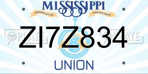 ZI7Z834 Mississippi License Plate