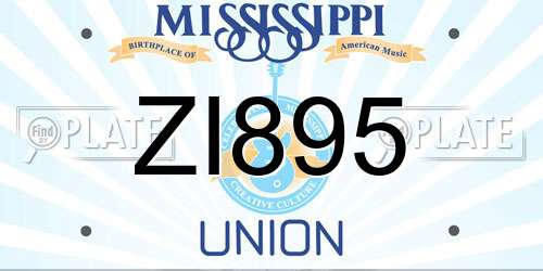 ZI895 Mississippi License Plate