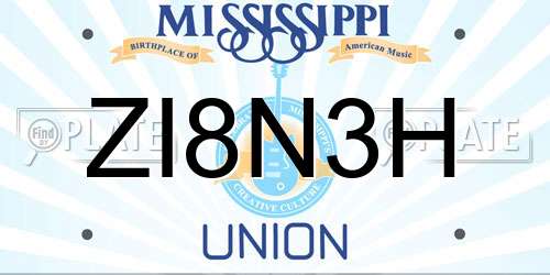 ZI8N3H Mississippi License Plate