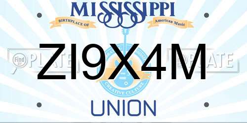 ZI9X4M Mississippi License Plate