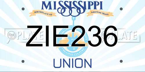 ZIE236 Mississippi License Plate