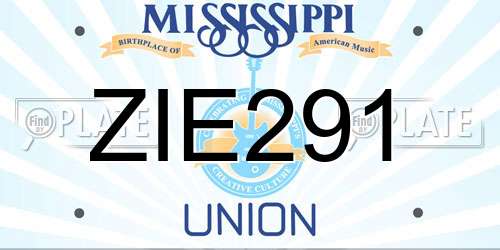 ZIE291 Mississippi License Plate