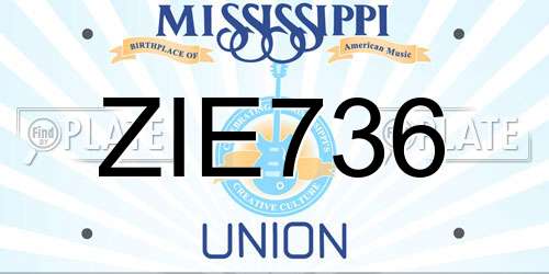 ZIE736 Mississippi License Plate