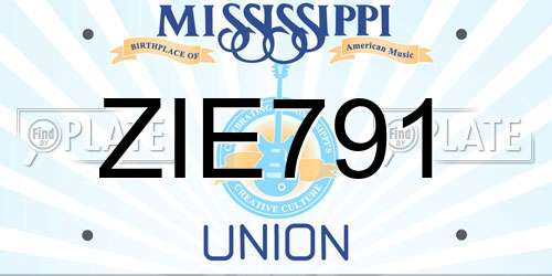 ZIE791 Mississippi License Plate