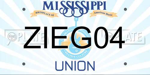 ZIEG04 Mississippi License Plate