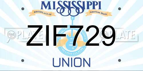 ZIF729 Mississippi License Plate