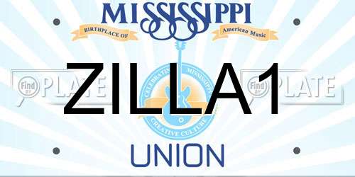 ZILLA1 Mississippi License Plate