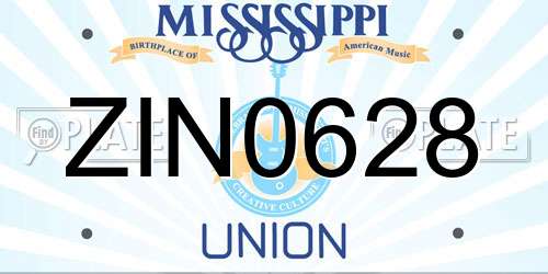 ZIN0628 Mississippi License Plate