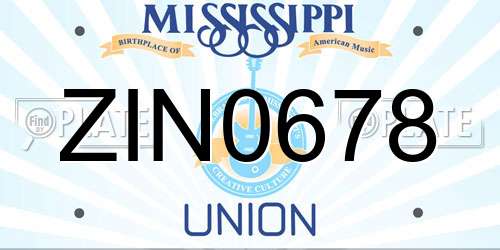 ZIN0678 Mississippi License Plate