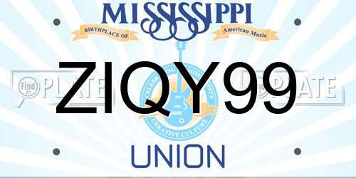 ZIQY99 Mississippi License Plate