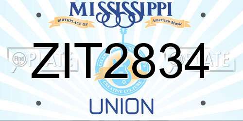 ZIT2834 Mississippi License Plate