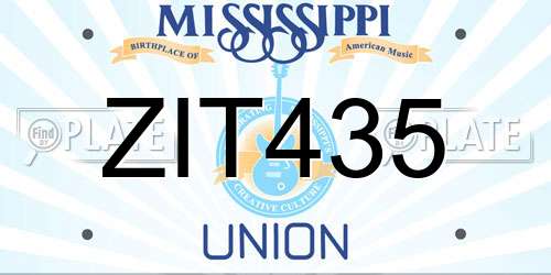 ZIT435 Mississippi License Plate