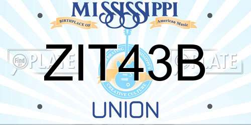 ZIT43B Mississippi License Plate