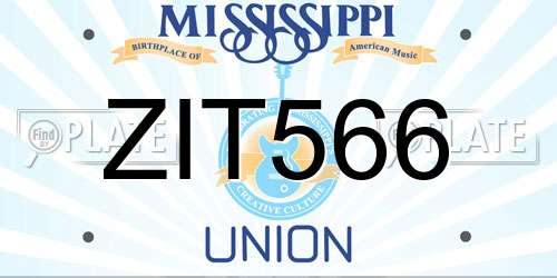 ZIT566 Mississippi License Plate