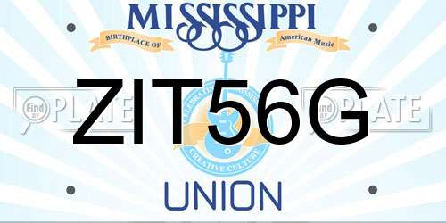 ZIT56G Mississippi License Plate