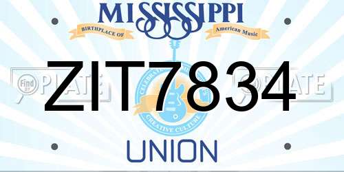 ZIT7834 Mississippi License Plate