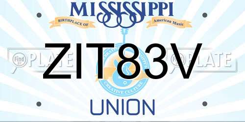 ZIT83V Mississippi License Plate