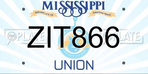 ZIT866 Mississippi License Plate